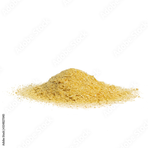 dried orange peel powder on a white background