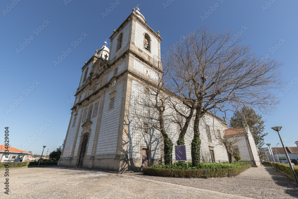 architectural detail of the Sao Cristovao De Ovar parish church