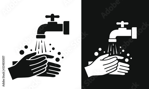Hand washing covid-19 vector design black and white 