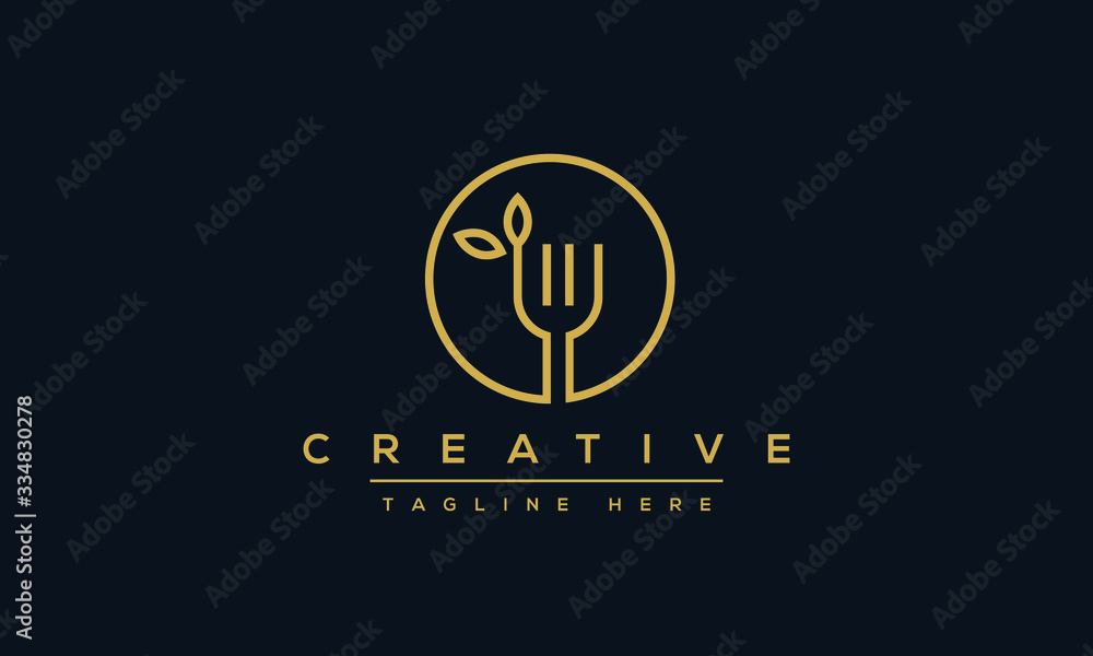 Fork leaf organic logo design. Healthy food icon template. Fork leaf organic logo design. Healthy food icon template.