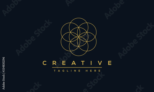 Flower of Life sacred geometry icon vector. Lotus flower, mandala ornament, esoteric or spiritual symbol. 
