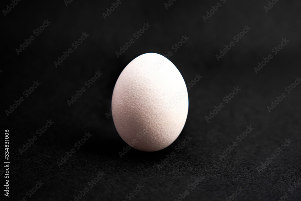 Single white egg on black background Single white egg on black background