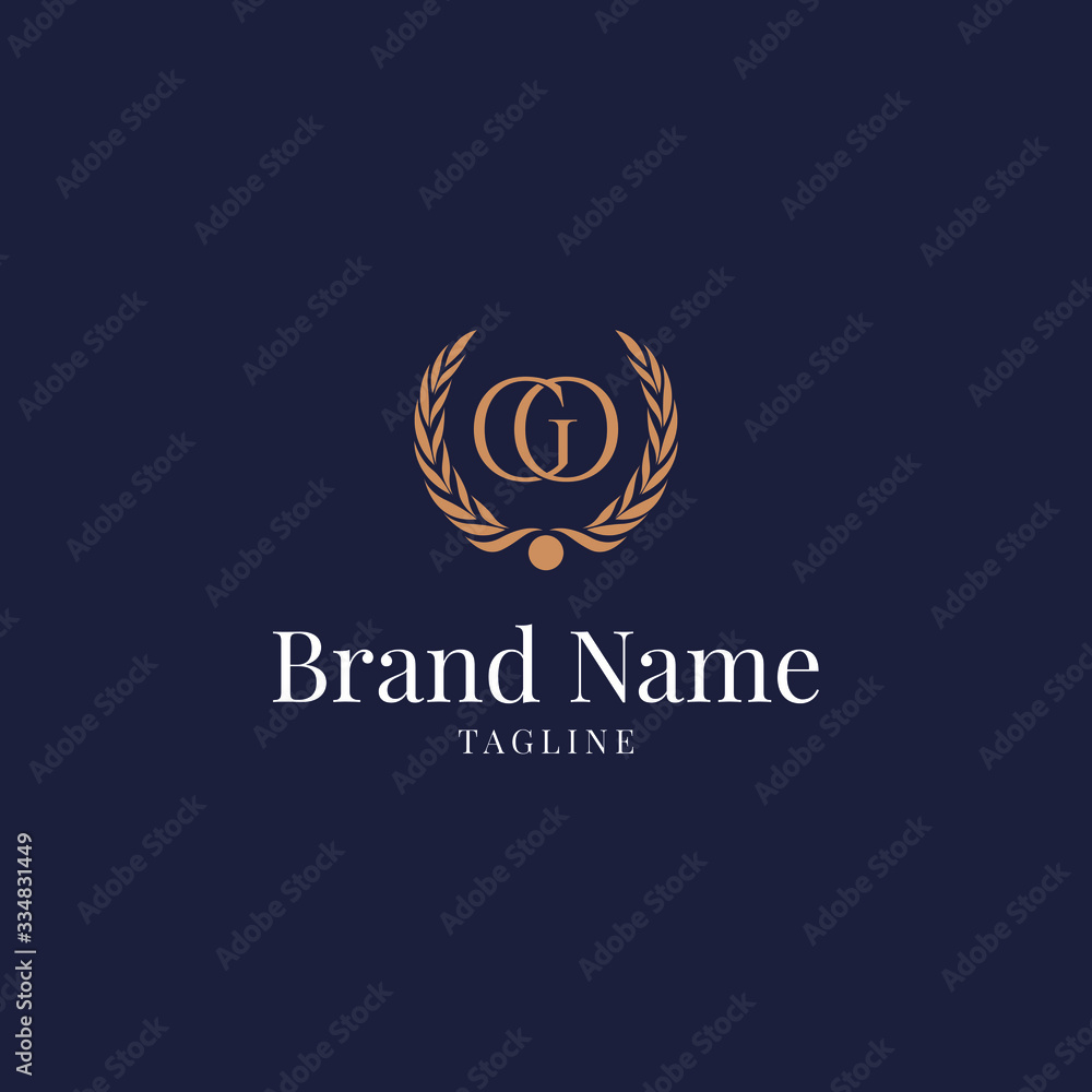 Letter GO wheat Logo Luxury Old Navy Gold