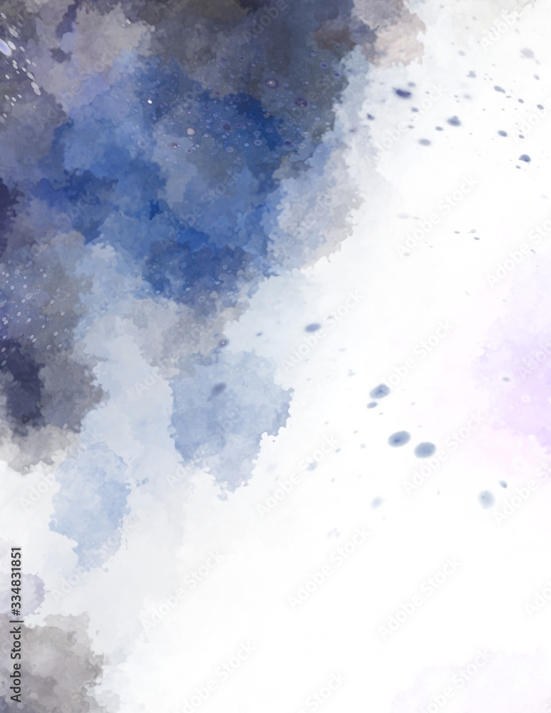 Watercolor painted background with blots and splatters. Brush stroked painting. 2D Illustration. Watercolor painted background with blots and splatters. Brush stroked painting. 2D Illustration.