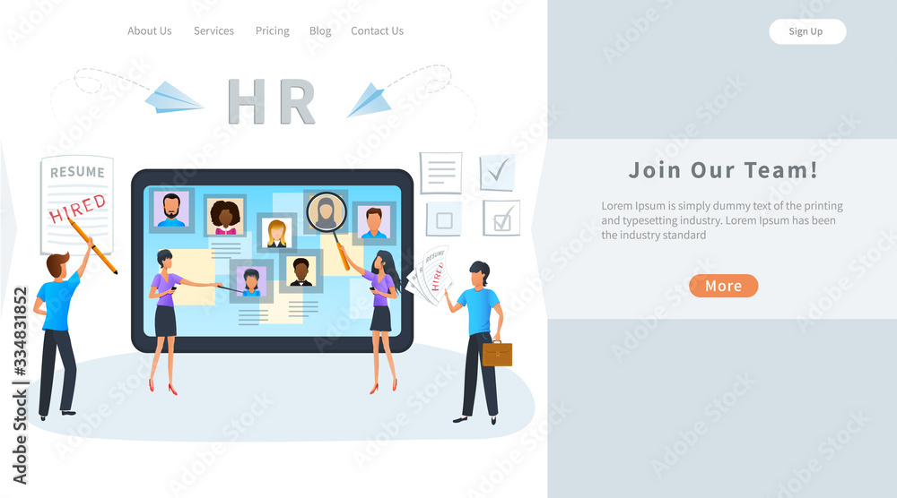 Vector concept of online recruitment, job interview. Business recruiting. Human resources manager searching for candidate CV to hire, select a resume process. Hiring employees, recruitment agency Vector concept of online recruitment, job interview. Business recruiting. Human resources manager searching for candidate CV to hire, select a resume process. Hiring employees, recruitment agency