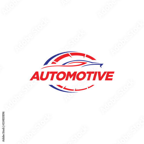 Automotive car logo design with concept sports vehicle icon silhouette on black background. Vector illustration.