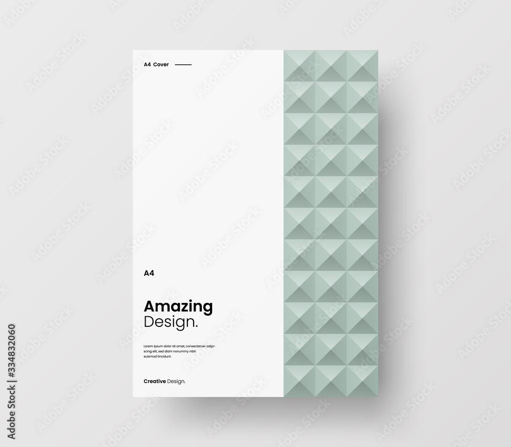 Amazing business presentation vector A4 vertical orientation front page mock up. Modern corporate report cover abstract geometric illustration design layout. Company identity brochure template.