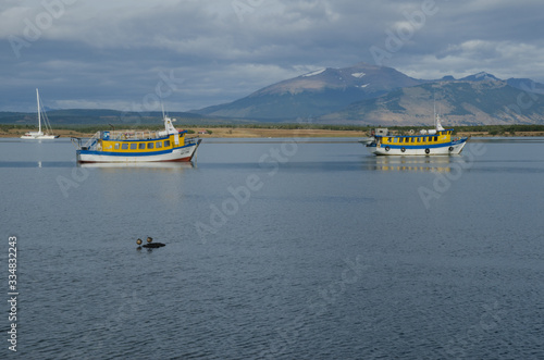 Tourist boats in the Ultima Esperanza Inlet.