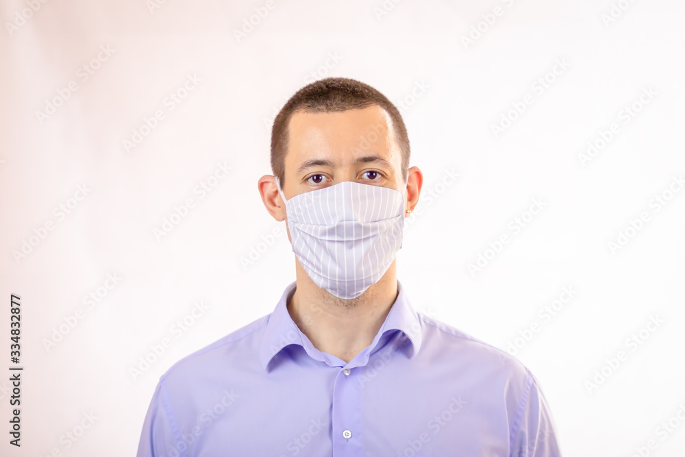 Man wearing protective mask to prevent getting sick. Medical and healthcare of Coronavirus COVID-19 concept. Copy space. Man wearing protective mask to prevent getting sick. Medical and healthcare of Coronavirus COVID-19 concept. Copy space.