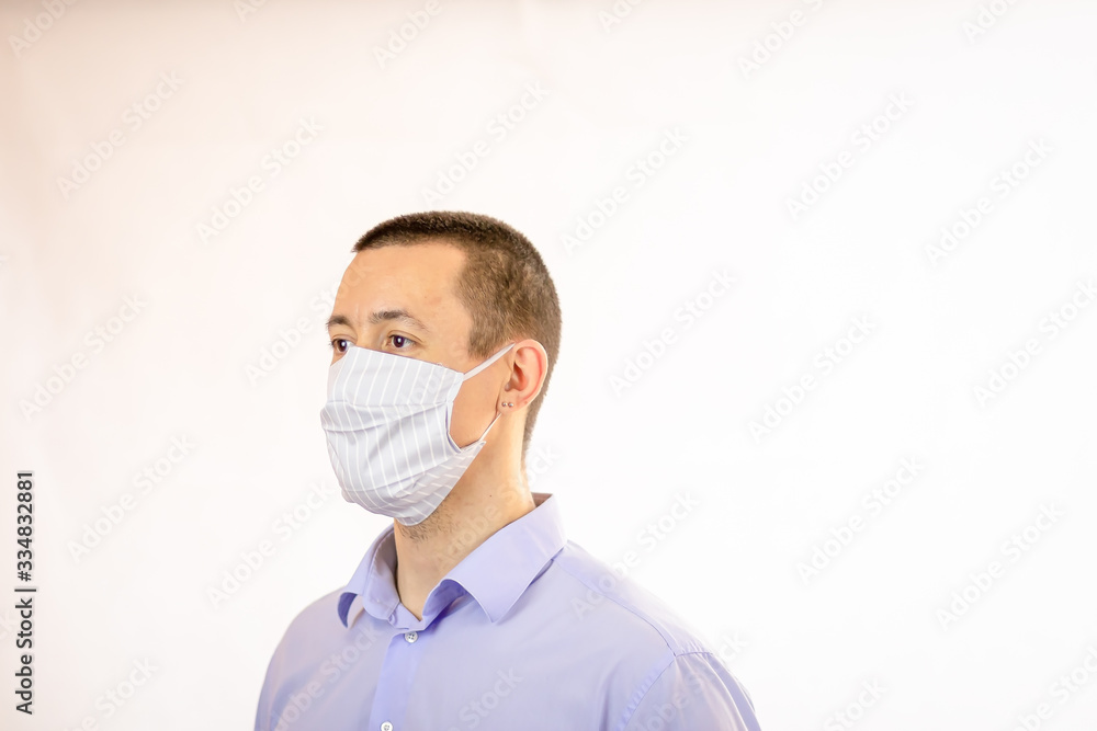 Man wearing protective mask to prevent getting sick. Medical and healthcare of Coronavirus COVID-19 concept. Copy space. Man wearing protective mask to prevent getting sick. Medical and healthcare of Coronavirus COVID-19 concept. Copy space.