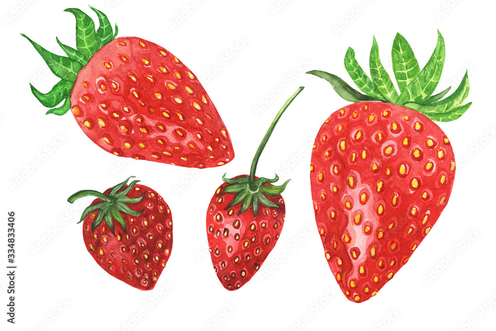 Set of red strawberries. Set of red strawberries.