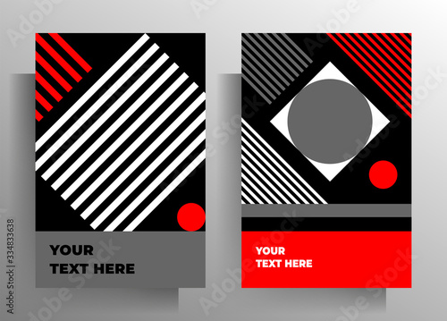 Cover design template set. Strict geometric pattern. Vector 10 EPS.