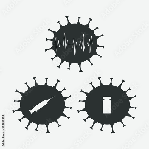Strong, infectious coronavirus from China type of 2019-nCoV. Threats and remedies for coronavirus. Set of icons Medicine. New epidemic (2019-nCoV). Outbreak coronavirus. Vector illustration