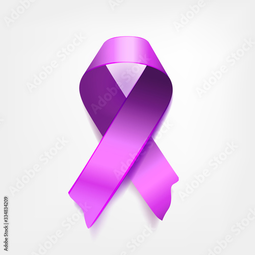  symbolic purple ribbon on white background. The Epilepsy Problem and Spirit Day, Alzheimer's disease memorial day
