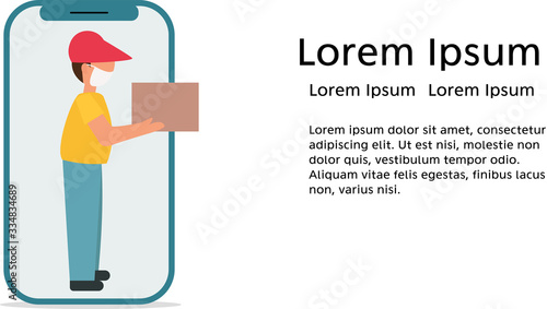 Express delivery. Online ordering via phone is fast and safe. Flat style .Vector illustration isolated on white background.