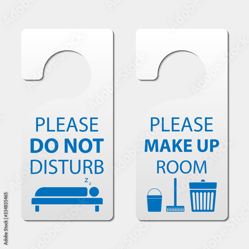 Door hanger tags, do not disturb and make up room sign, vector illustration
