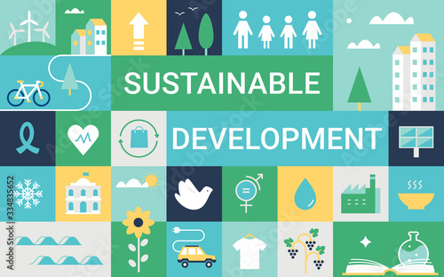 Sustainable Development Goals and Living Implementation. Concept Vector Illustration