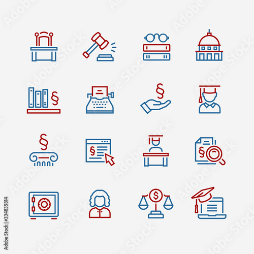 Lawyer and business vector icon set