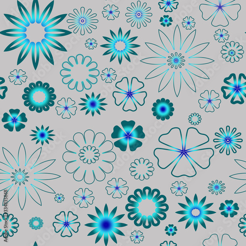 Flower blue green, for pattern seamless, material, paper, wallpaper, textil, background