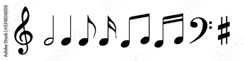 Fototapet Set of musical notes vector illustration classical music