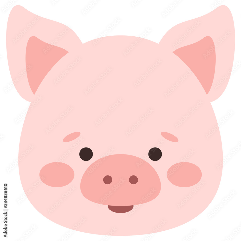 Cute pig face vector icon isolated on white background. Cute pig face vector icon isolated on white background.