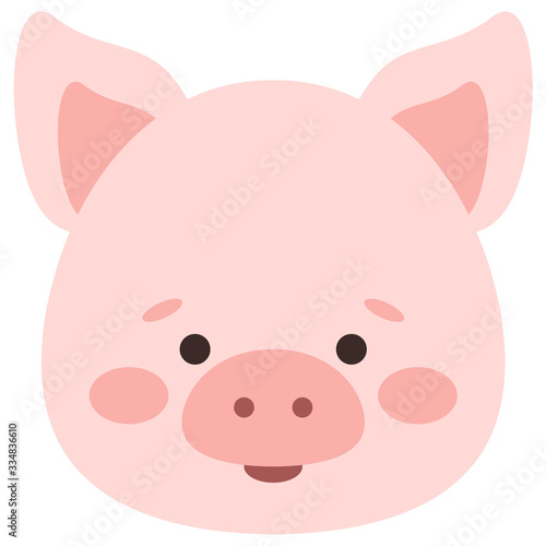 Cute pig face vector icon isolated on white background.
