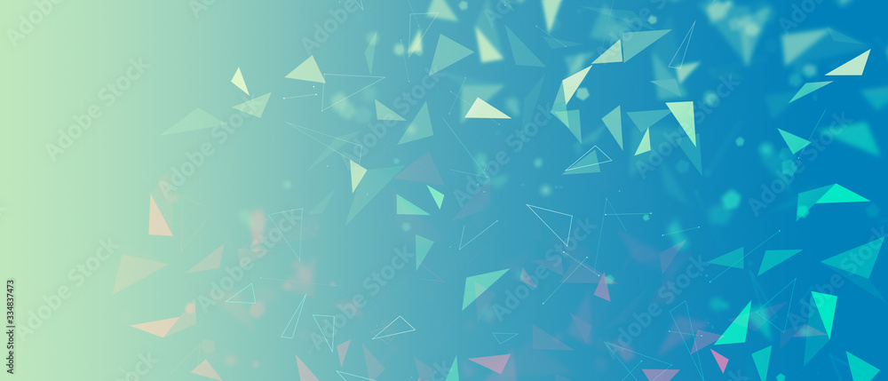Flying abstract polygonal particles background Flying abstract polygonal particles background
