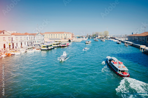 Canal with boats in Venice, Italy © ndaumes