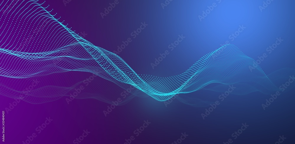 Soft technology background. Network with blue glowing lines. 3D rendering
