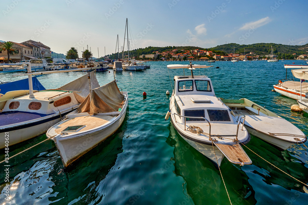 Croatia, island of Korcula, town of Vela Luka and small marina