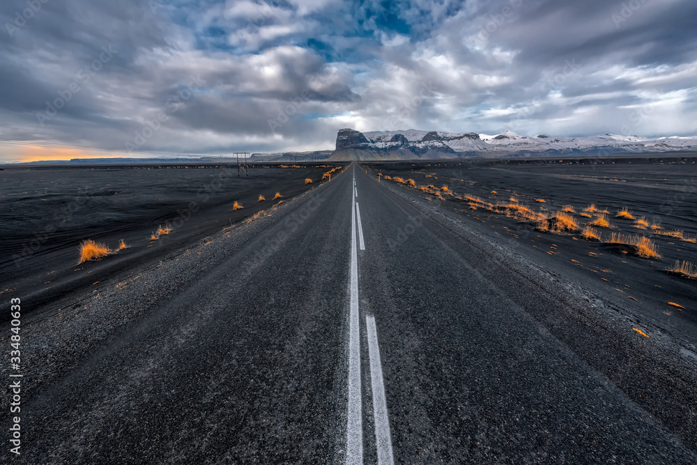 One of the main roads in Iceland around Vik