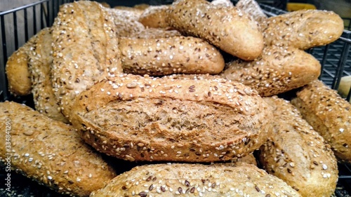 Baked bread with seeds