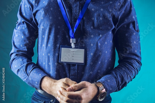 Canvas Print worker stands in the id tag