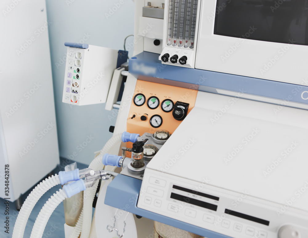 Image of medical ventilator. Hospital respiratory ventilation. Patient life saving machine. Intensive care unit ventilator Image of medical ventilator. Hospital respiratory ventilation. Patient life saving machine. Intensive care unit ventilator