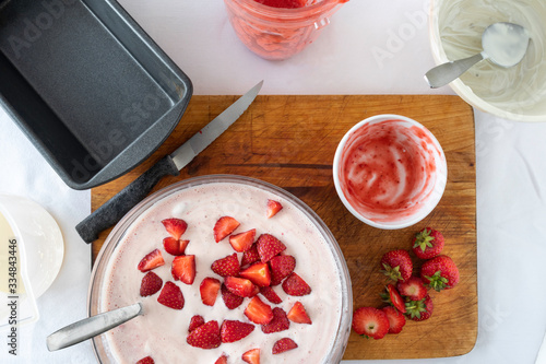 making fresh homemade strawberry ice cream recipe