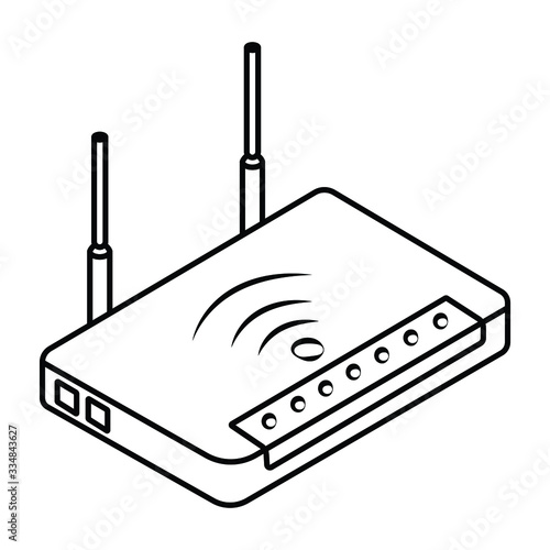 Internet service wireless router / modem with wifi signal flat vector icon for apps and websites