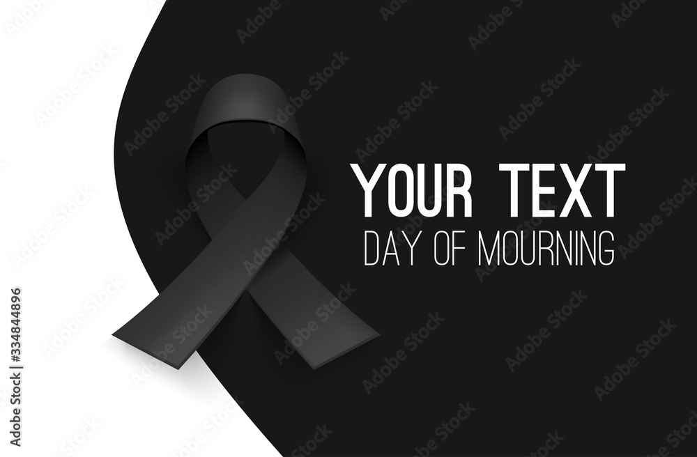 Awareness ribbon. Mourning and melanoma symbol. Black background ...