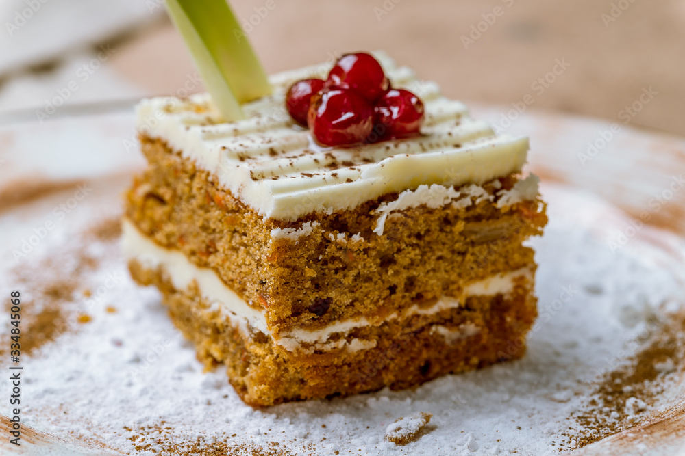 Carrot cake on beautiful plate Carrot cake on beautiful plate
