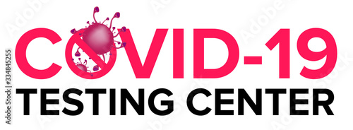Covid-19 testing center healthcare banner template isolated on white background. Vector illustration with bacteria cell, microbes and stop sign for Orthohantavirus therapy medical web site design
