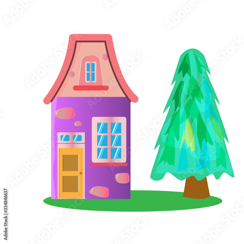 Fantasy house for fairy-tale characters in the style cartoons, vector illustration