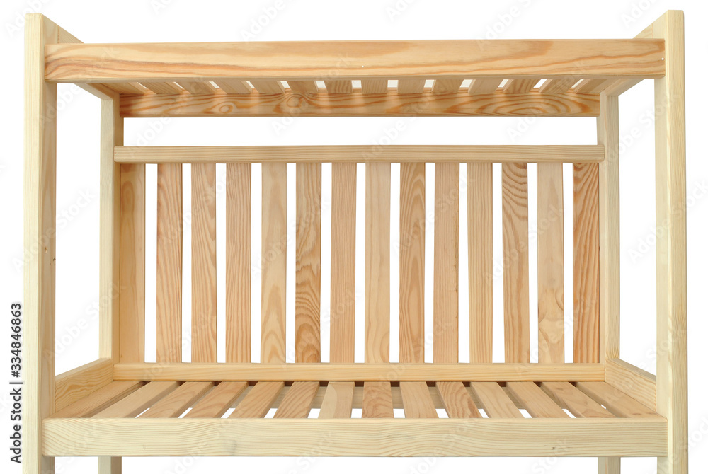 shelf, wooden bookcase, background isolated on white