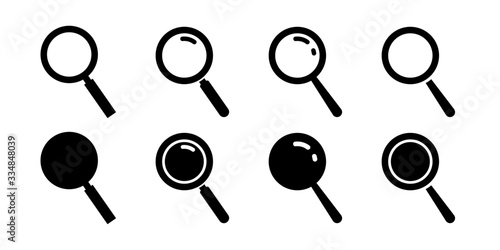 Magnifying glass icon. Search symbol. Loupe sign in flat style. Vector