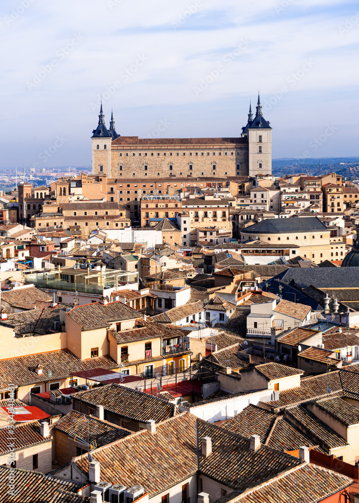 Aerial view of Toledo and Alcazar