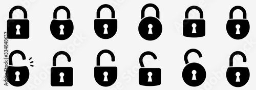 Locks icons set. Locked and unlocked lock. Collection icon of close and open lock. Lock and unlock simbol. Lock web icon set - stock vector. photo