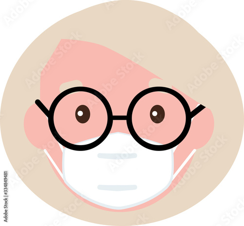 Old woman, with mask, vector illustration