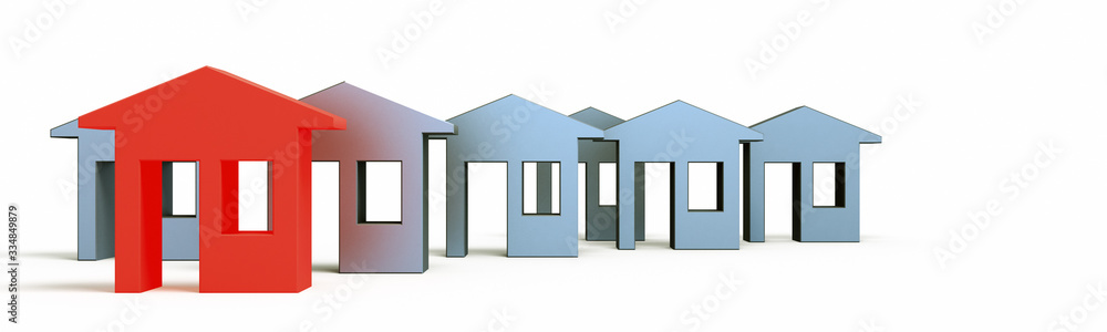 House sale development concept 3d rendering House sale development concept 3d rendering