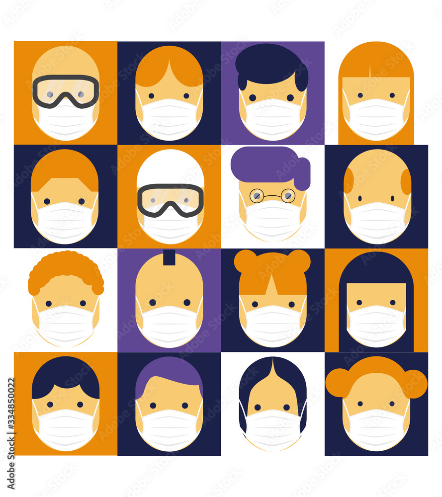 vector icons avatar in mask set. Coronavirus. Covid - 19. vector icons avatar in mask set. Coronavirus. Covid - 19.