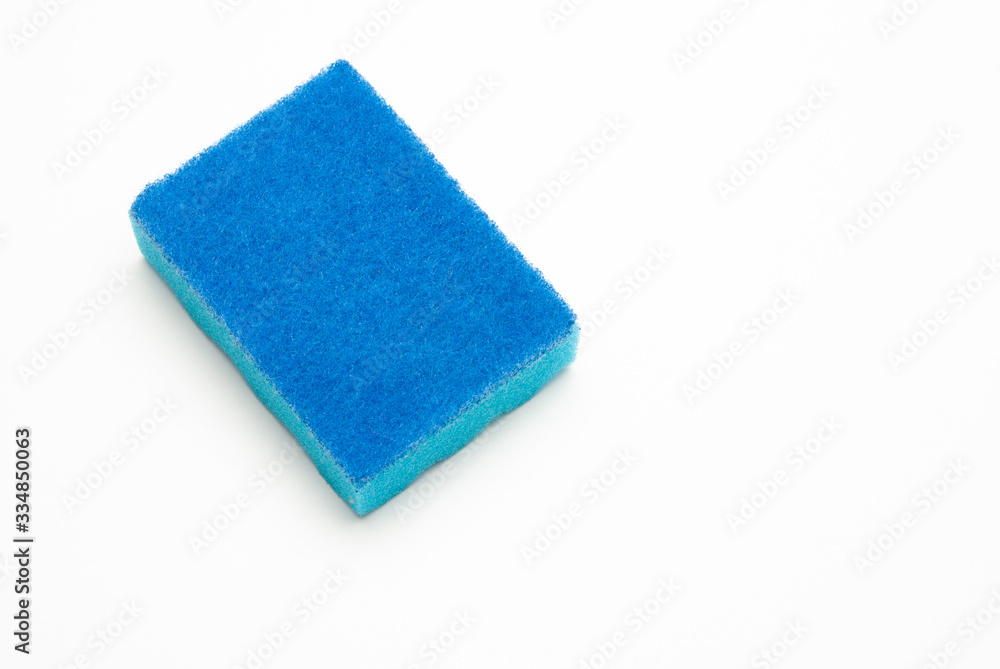blue sponge on a white background, isolated blue sponge on a white background, isolated