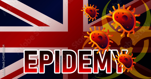 Virus attack on United Kingdom (UK)  viruses or bacteria danger, medical industry problems concept