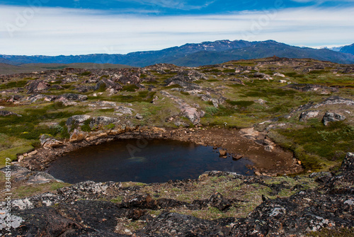 Glacial lake in the mountains of Greenland.